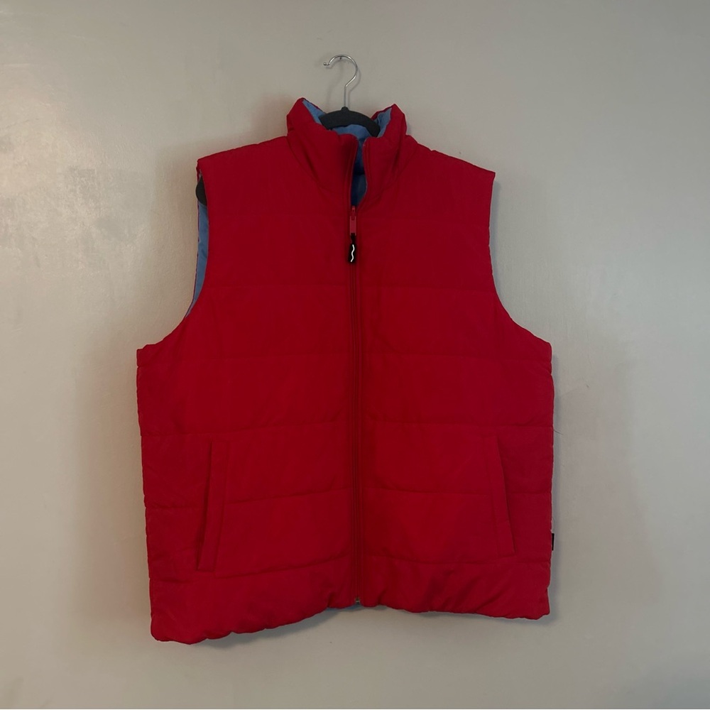 Reversible Red and Blue Quilted Puffer Vest